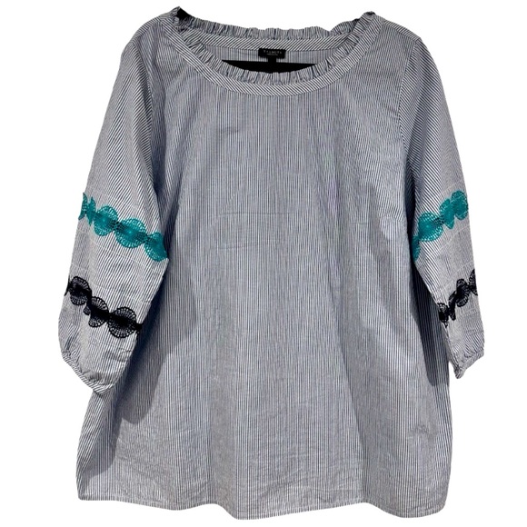 Beautiful Talbots Striped Women's Top with Teal and Blue accents size 1X - Picture 1 of 8